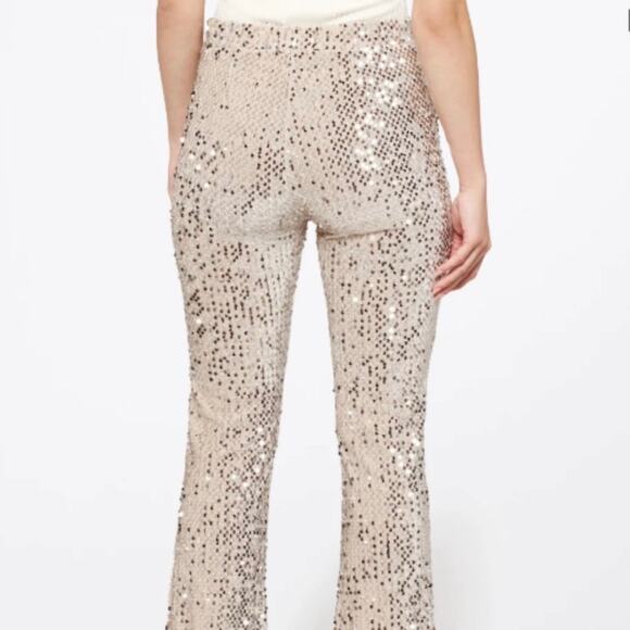 Sanctuary Charmed Kicker Flare Cream Silver Sequin Party Leggings Pants Small - Picture 6 of 8